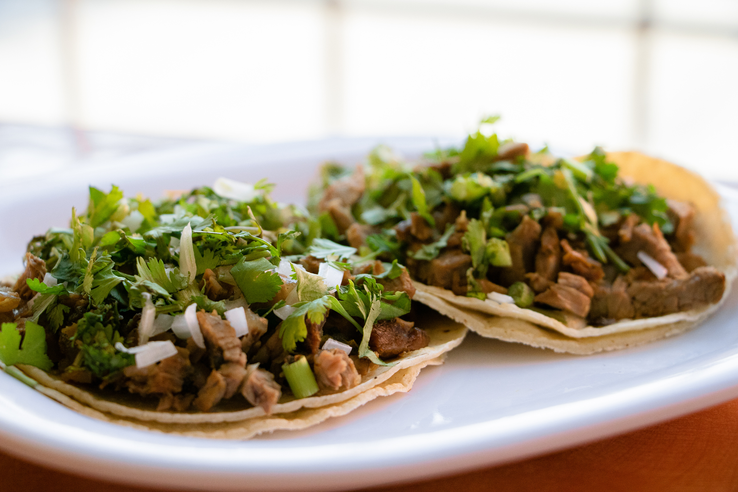 Beef Tacos on White Plate